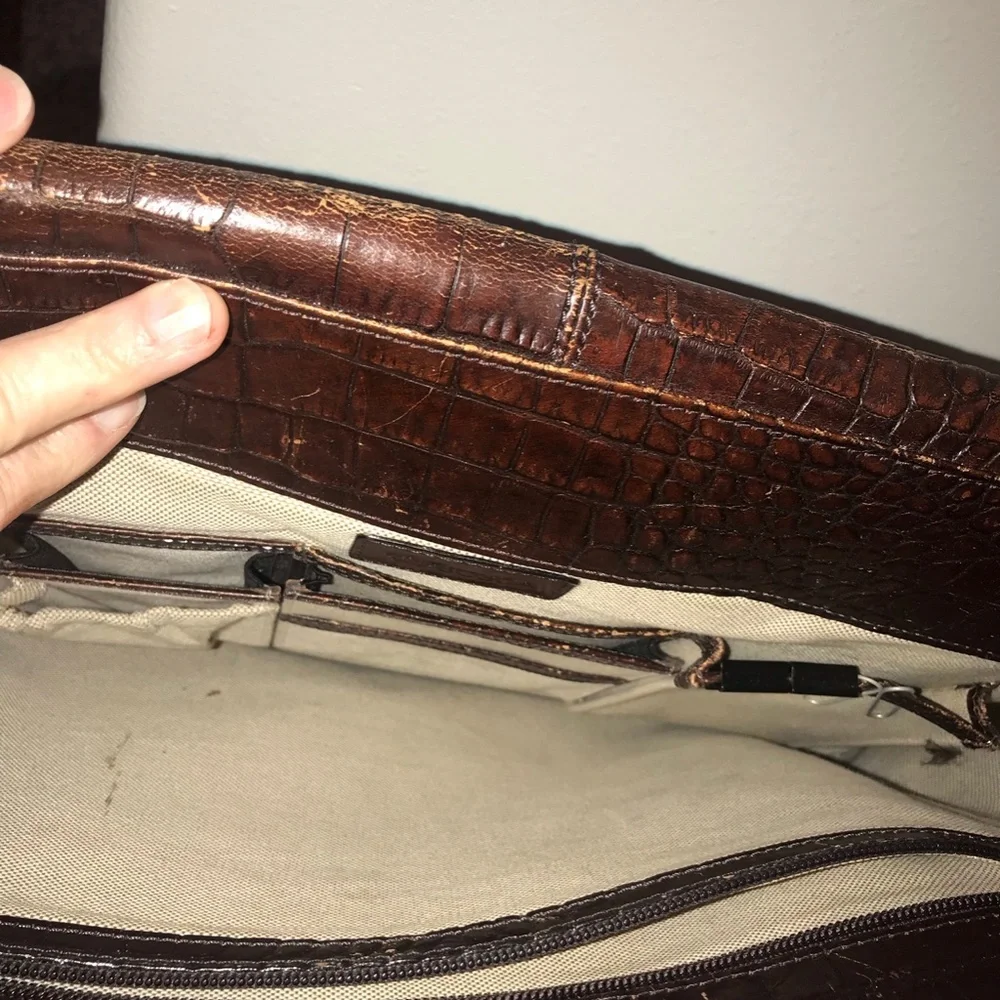 Bosca Brown Crocodile-Embossed Briefcase